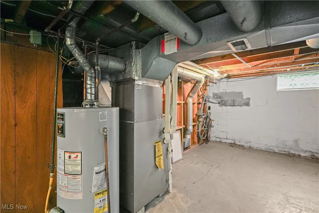 Utilities with gas water heater and heating unit
