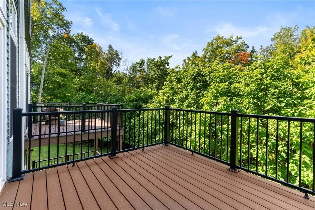 View of deck on second floor off of living room
