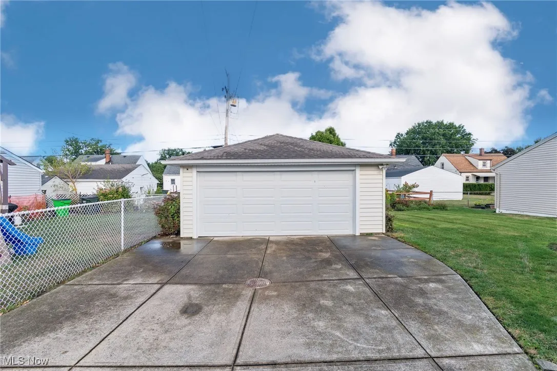 View of detached garage