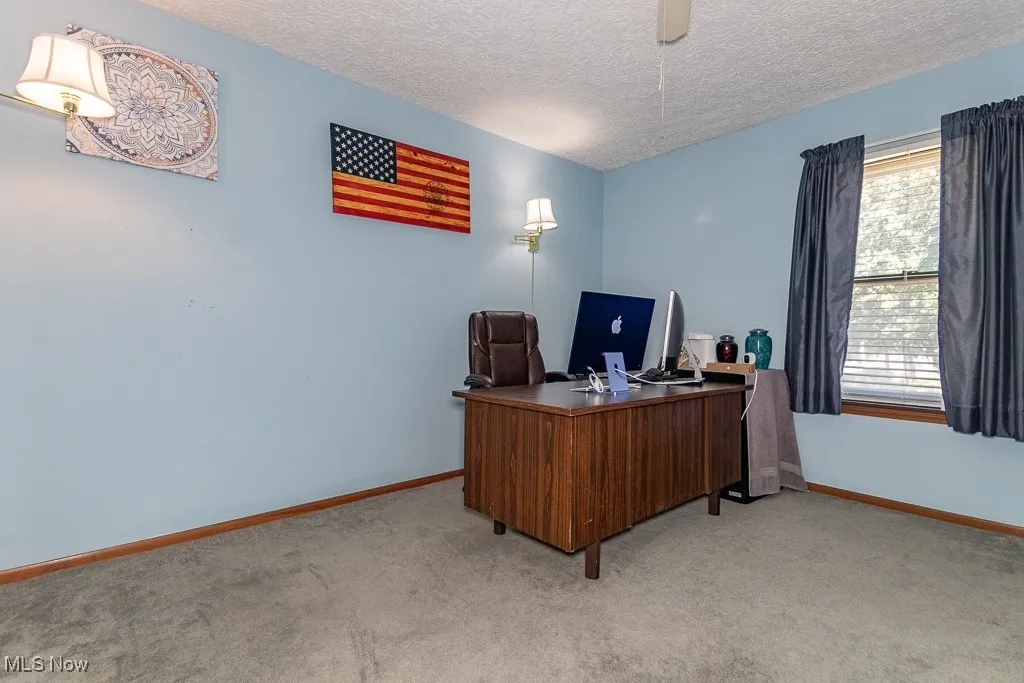 4th bedroom or office space featuring light carpet