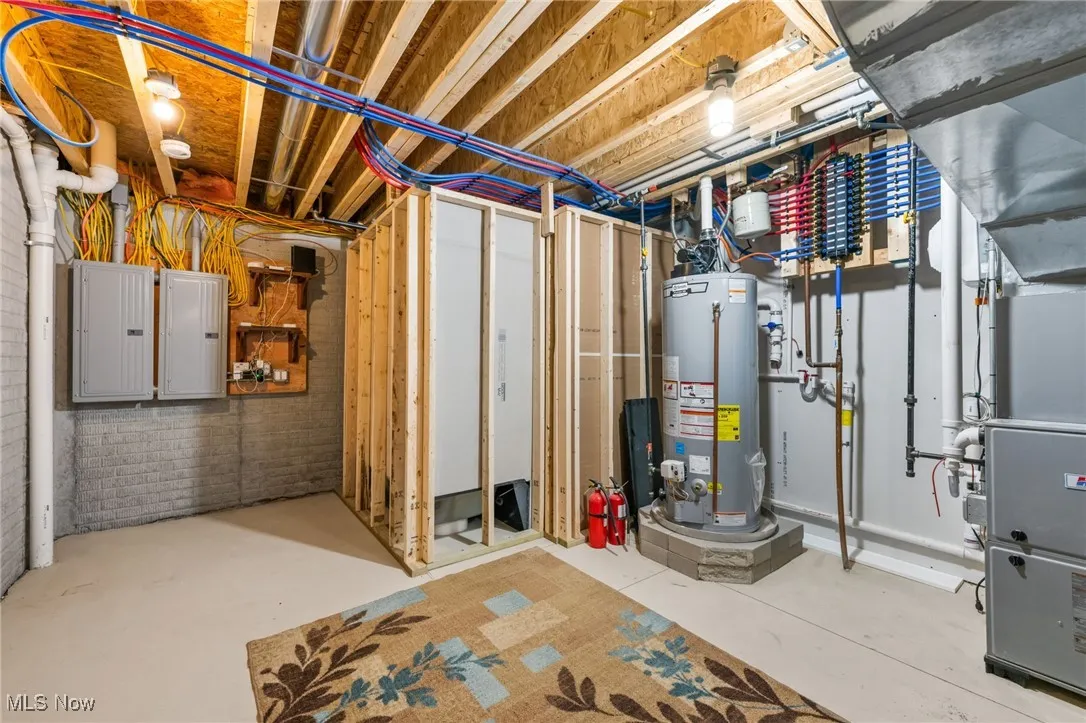 Utility room featuring 240V electrical service, hi-efficiency, Peks & copper plumbing, sump-pump and HVAC.