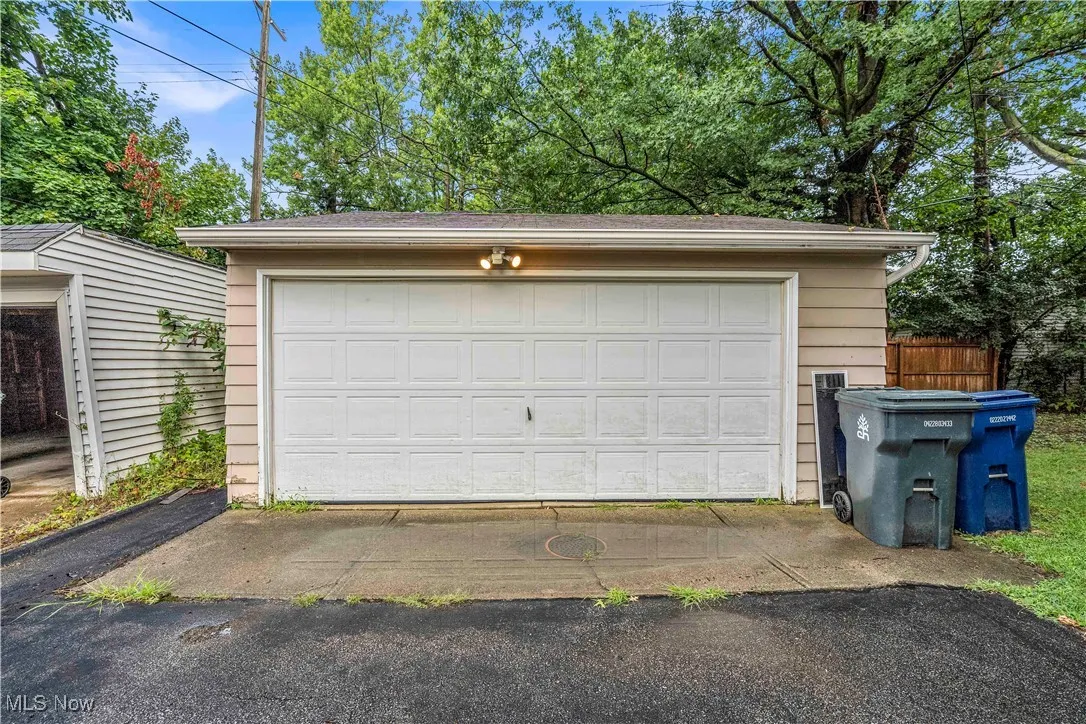 View of detached garage
