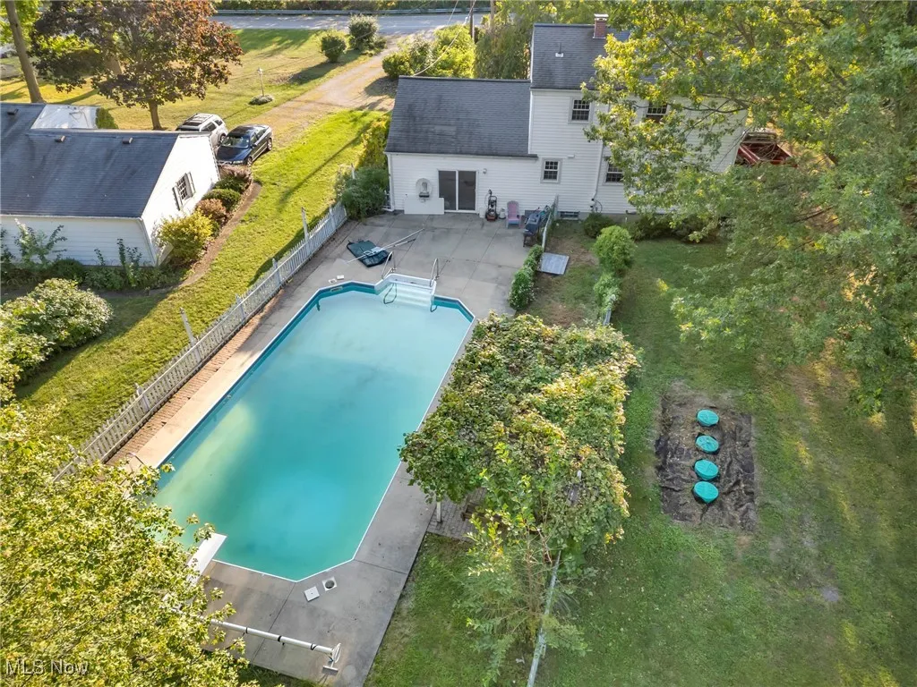 Drone / aerial view of a pool