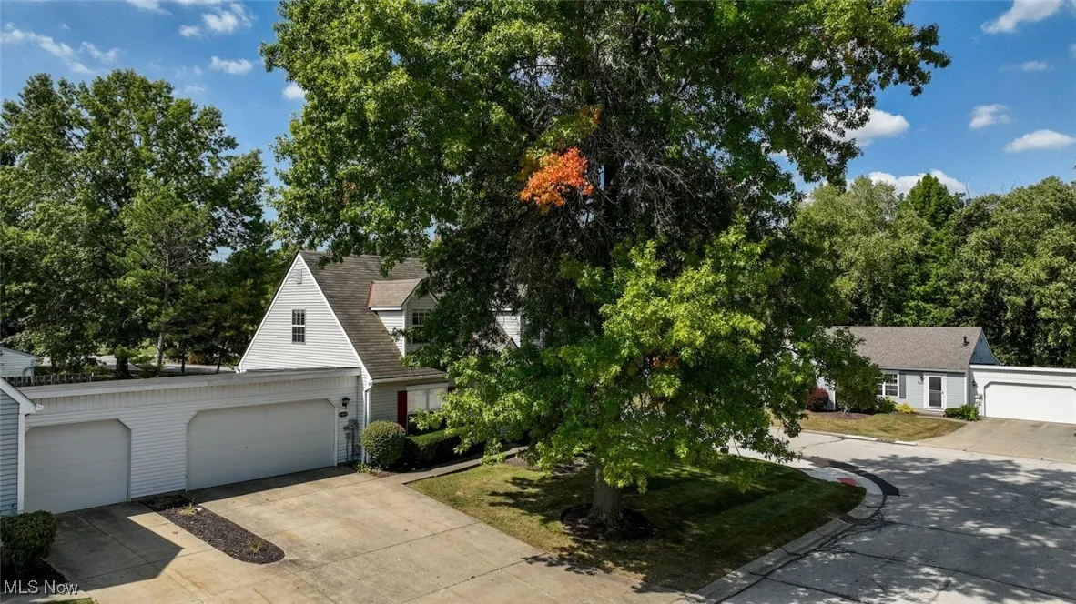 View of front of house featuring a garage, concrete driveway, and roof with shingles