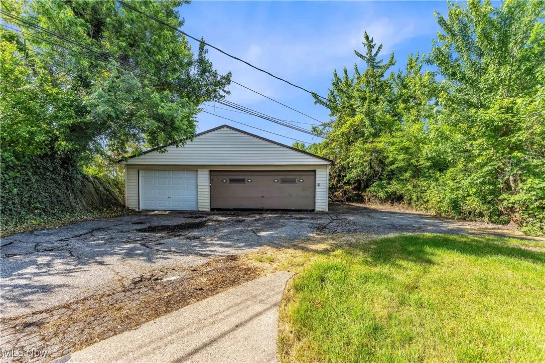 View of detached garage