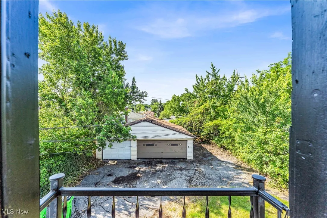 View of detached garage