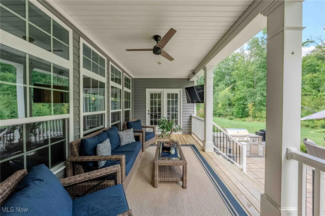 View of patio / terrace featuring an outdoor hangout area, ceiling fan, and area for grilling