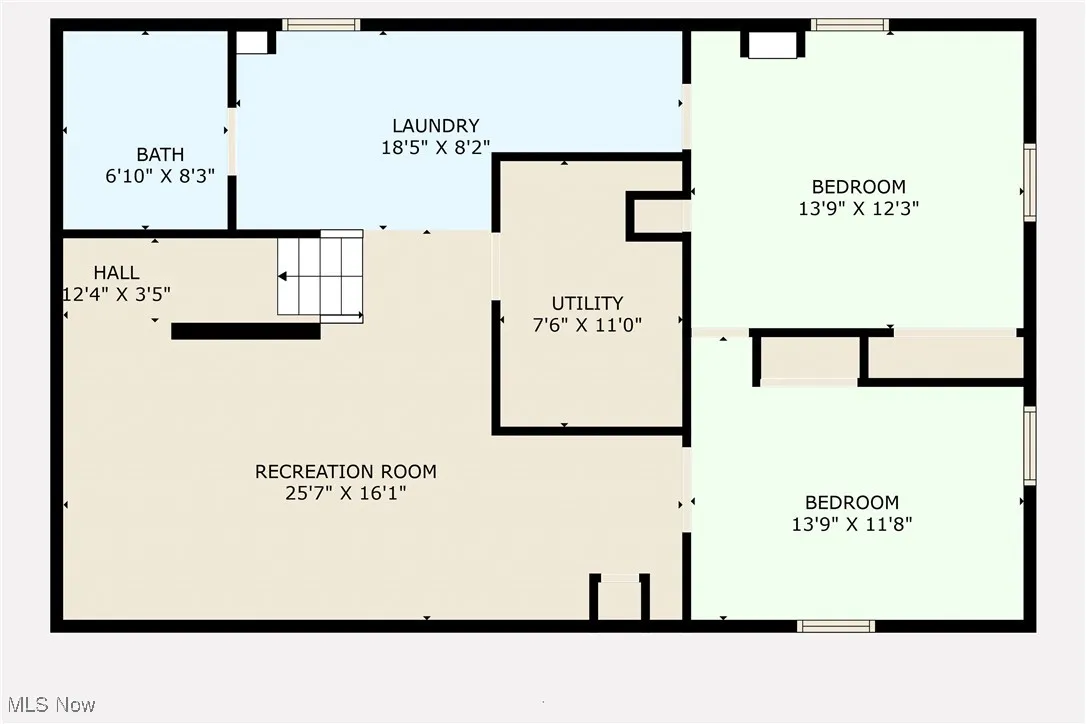 Floorplan for lower level finished basement.
