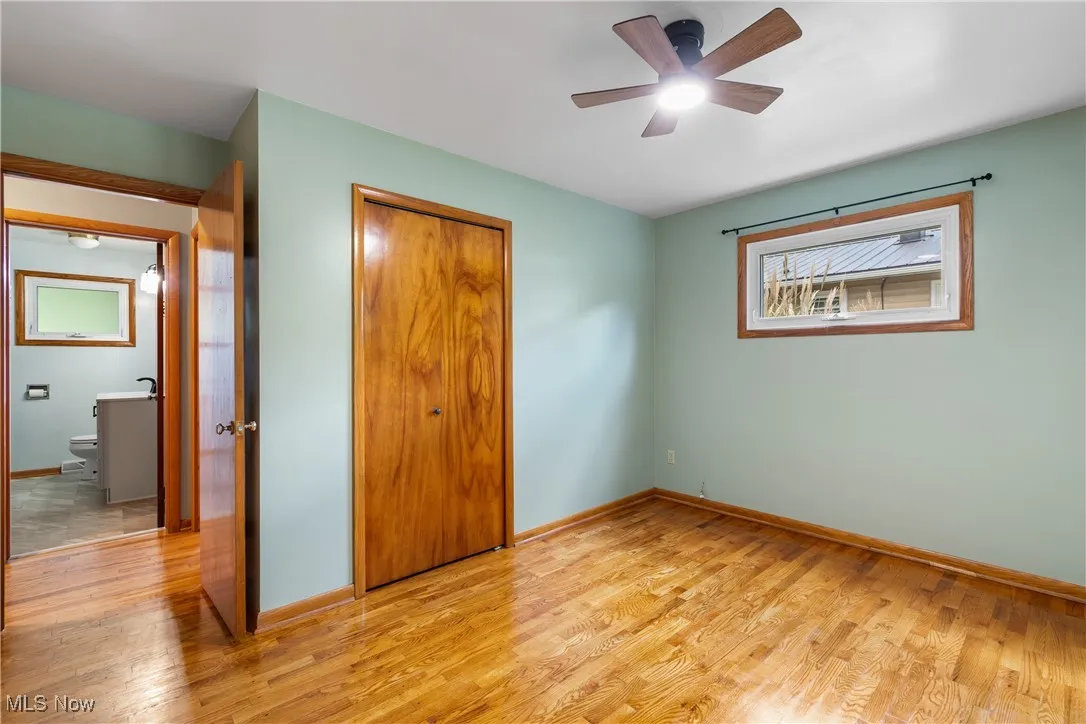 The primary bedroom.  Note the full bathroom right across the hall.