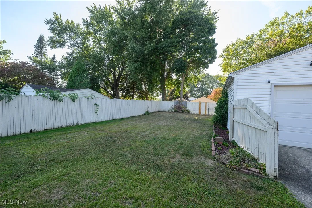 View of fenced backyard
