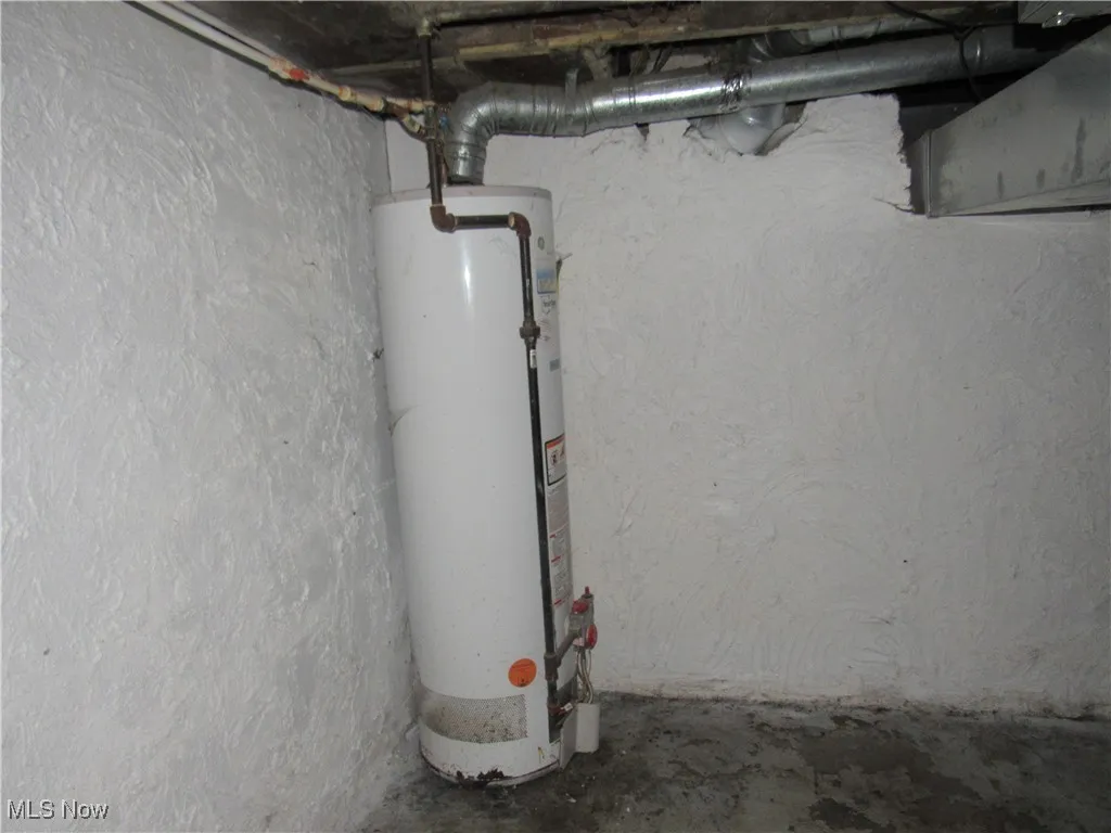 Unfinished below grade area with gas water heater