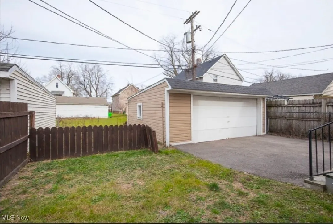 View of detached garage