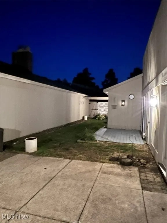View of patio at twilight