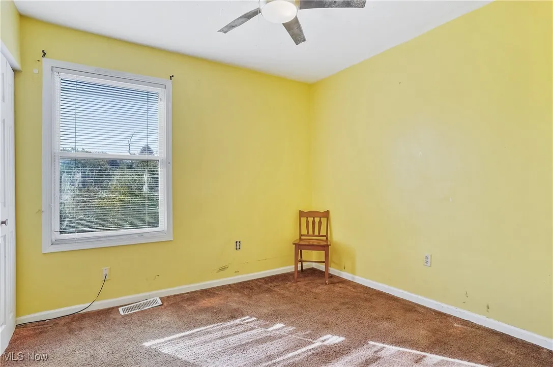 Carpeted spare room with baseboards