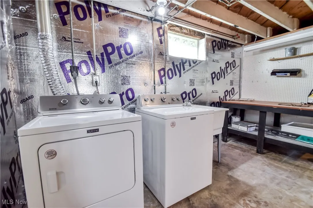 Close up of the laundry area