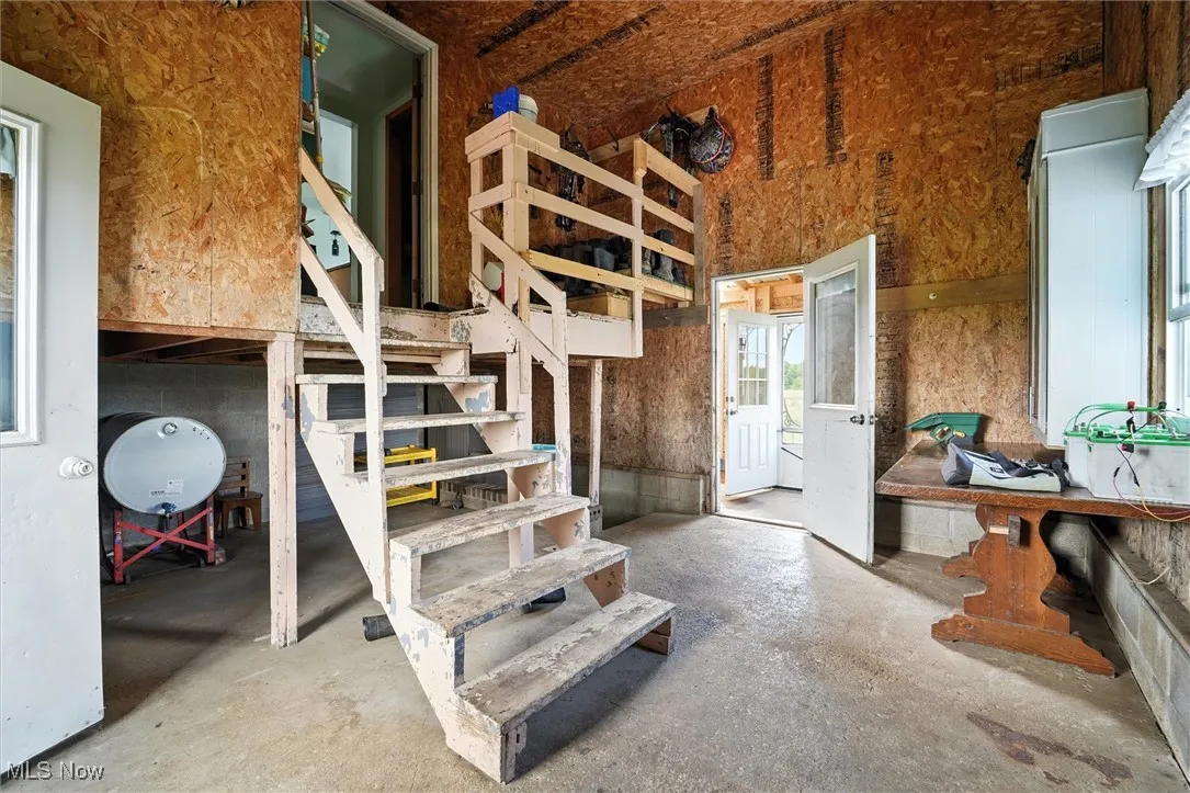 Stairs with unfinished concrete floors