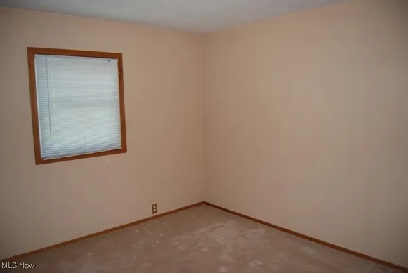 Empty room featuring carpet flooring and a textured ceiling
