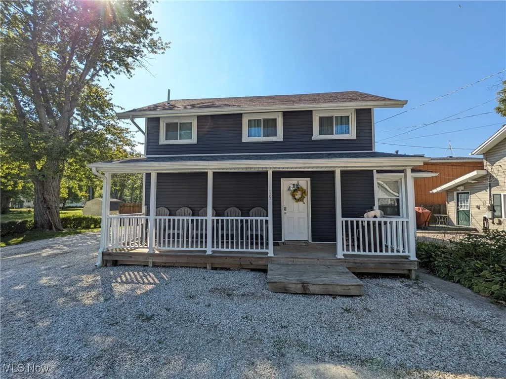 Front porch and parking in front (homes faces east)