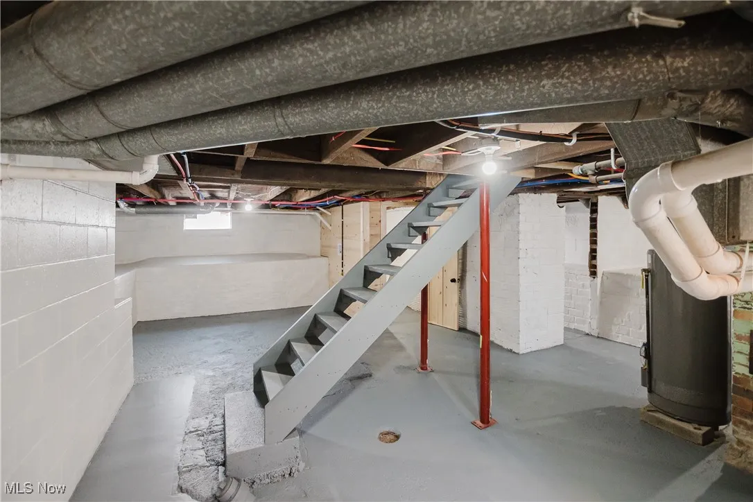 Below grade area featuring stairway