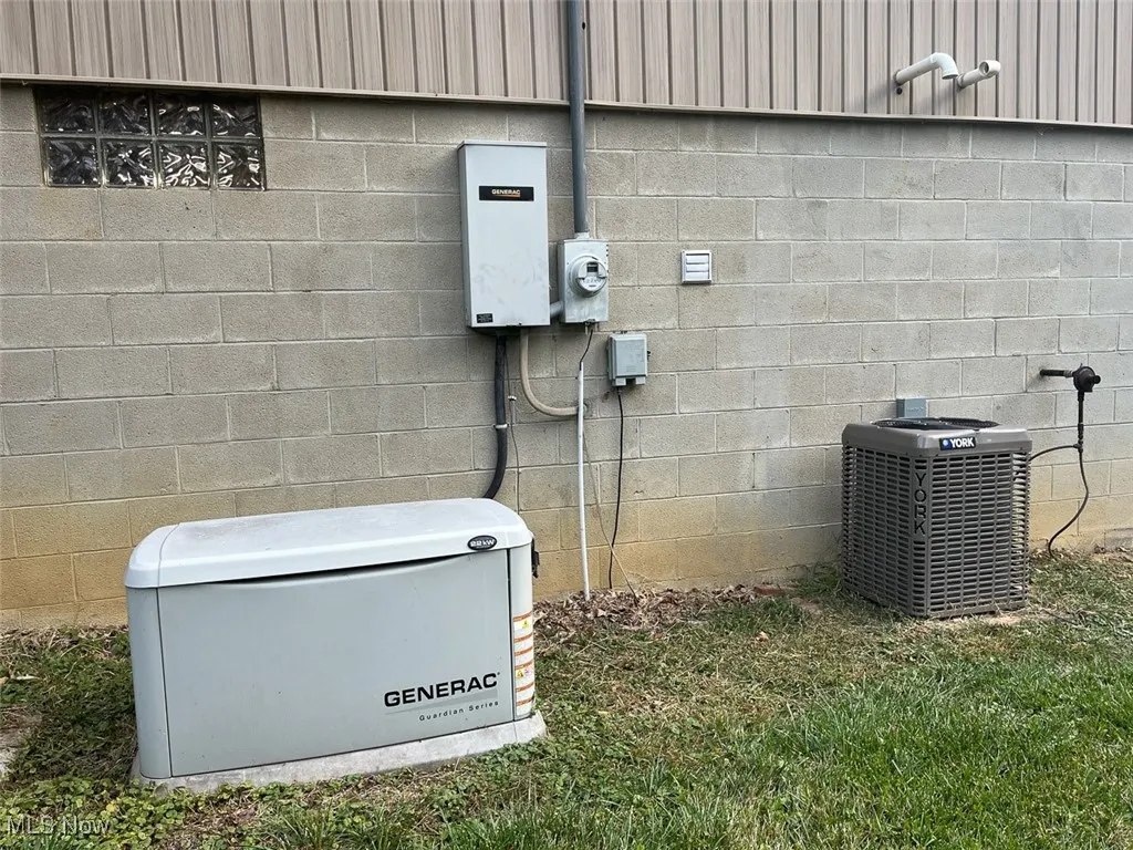 Exterior view of concrete block siding