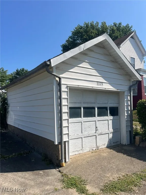 View of detached garage