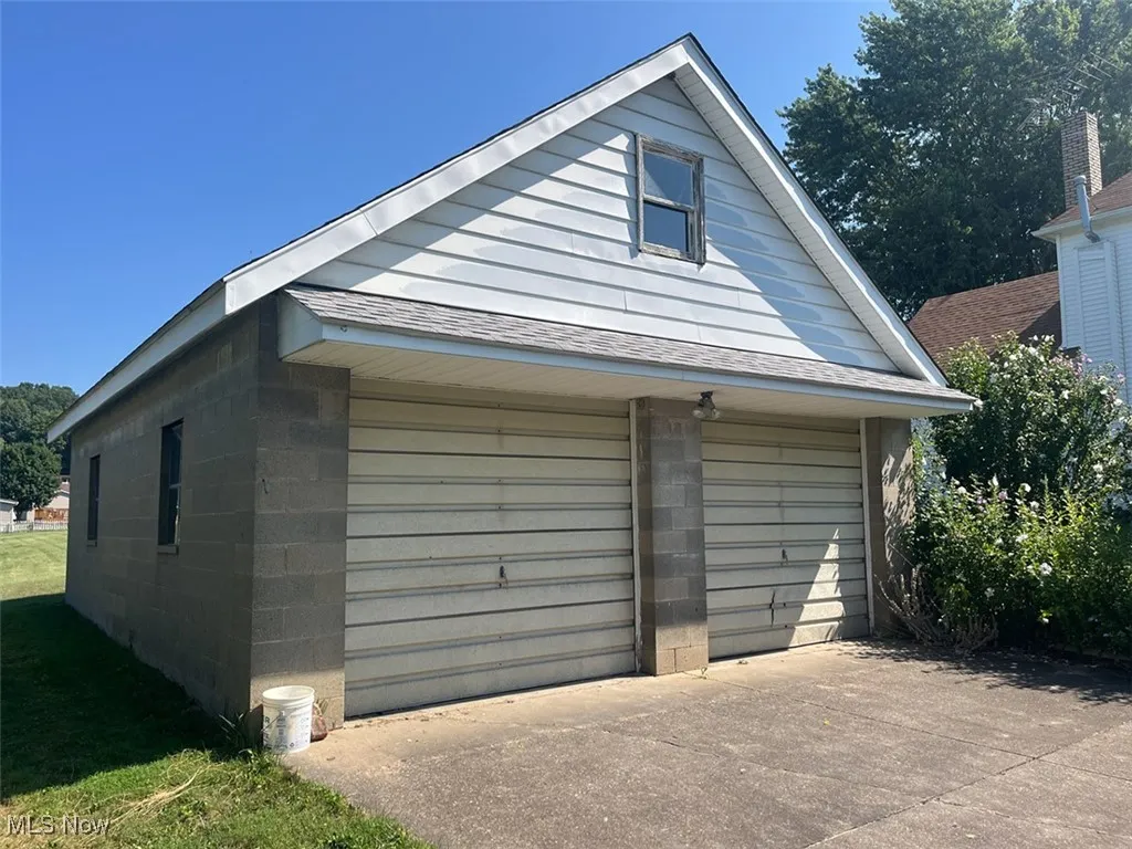 View of detached garage
