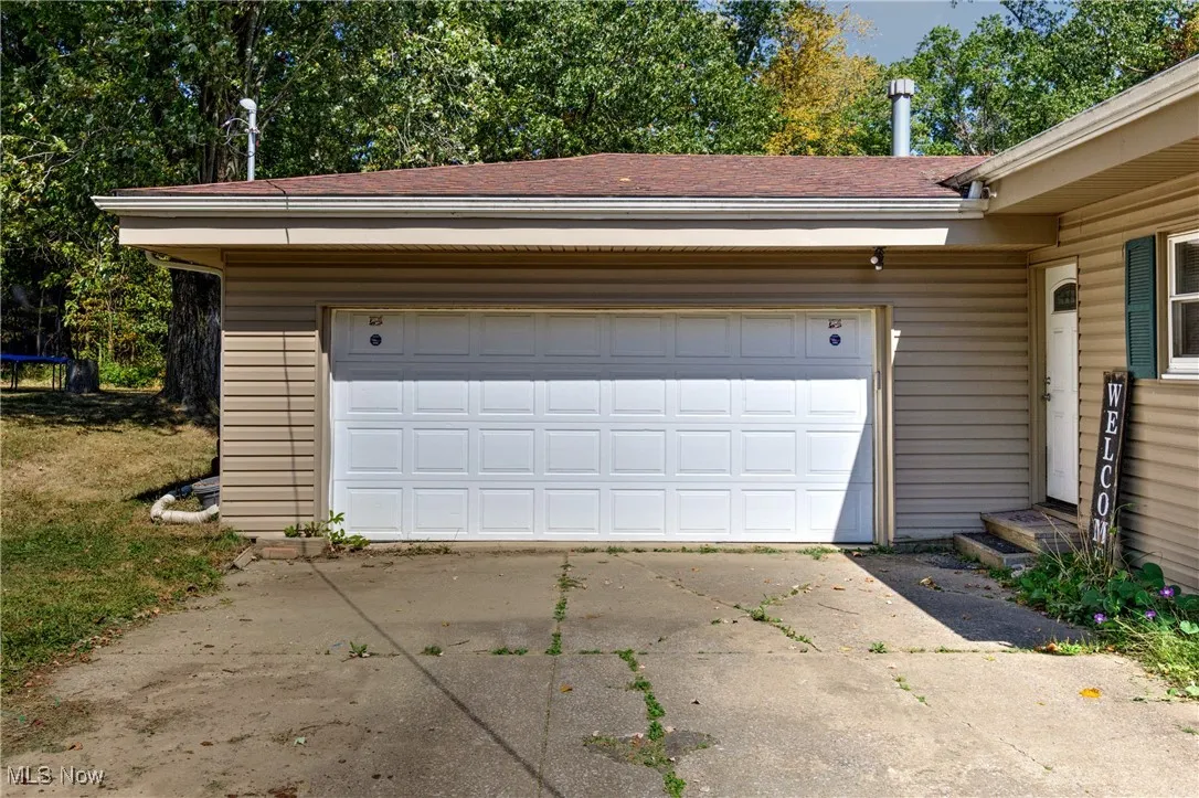 Garage with driveway