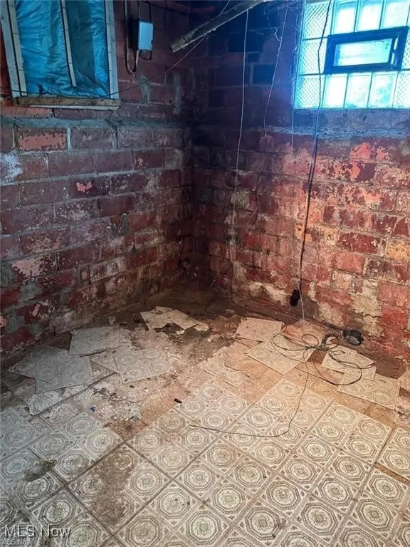 Basement with brick wall