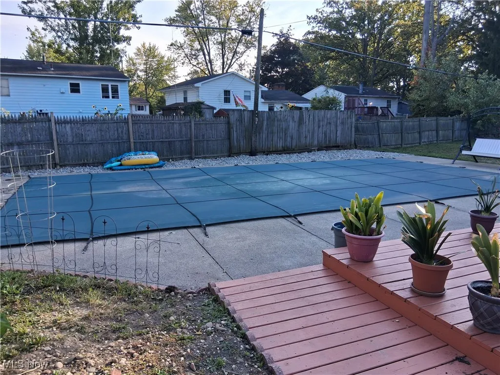 View of pool featuring a patio and a fenced backyard