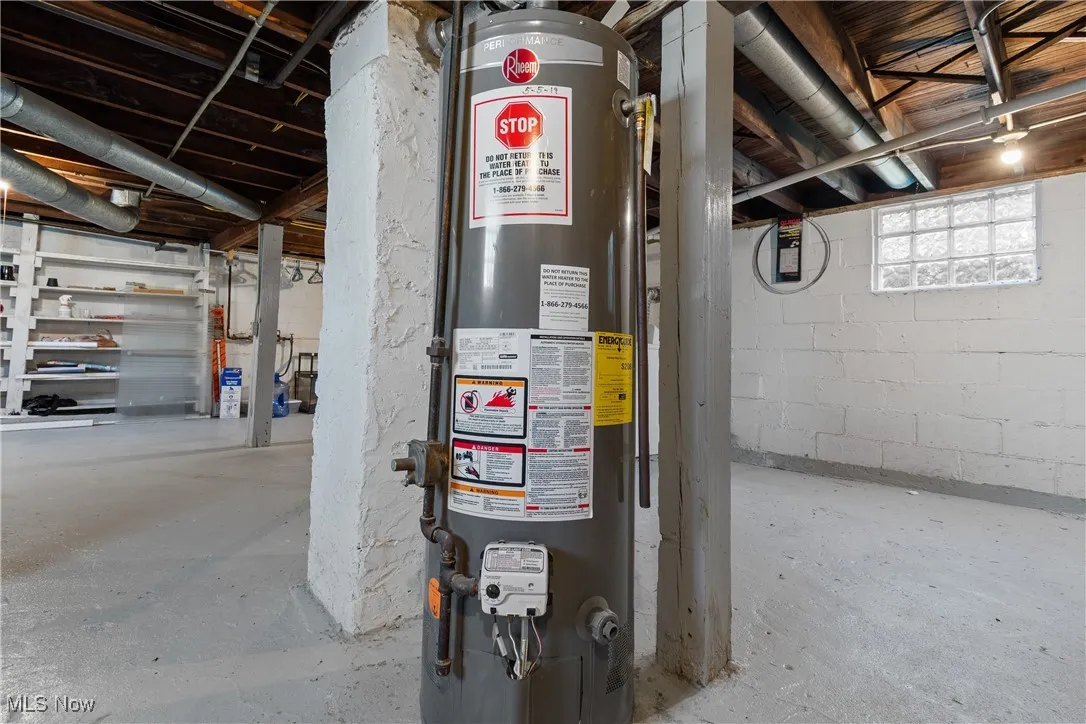 Utility room featuring gas water heater