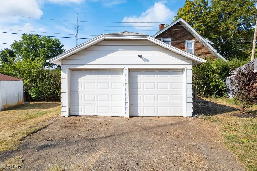 View of detached garage
