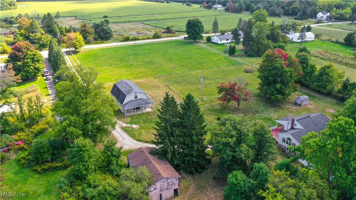 Overview of rural landscape featuring agricultural land