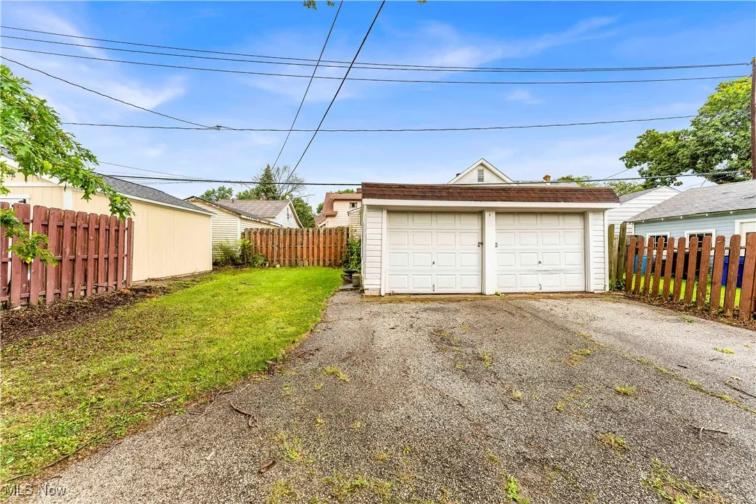 View of detached garage