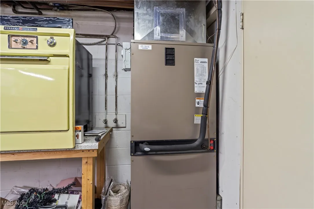 Utility room with heating unit and washer / clothes dryer