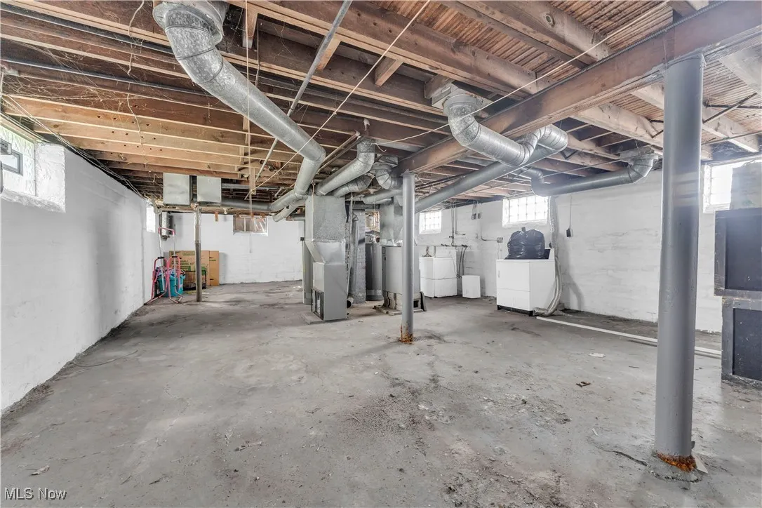 Basement with heating unit