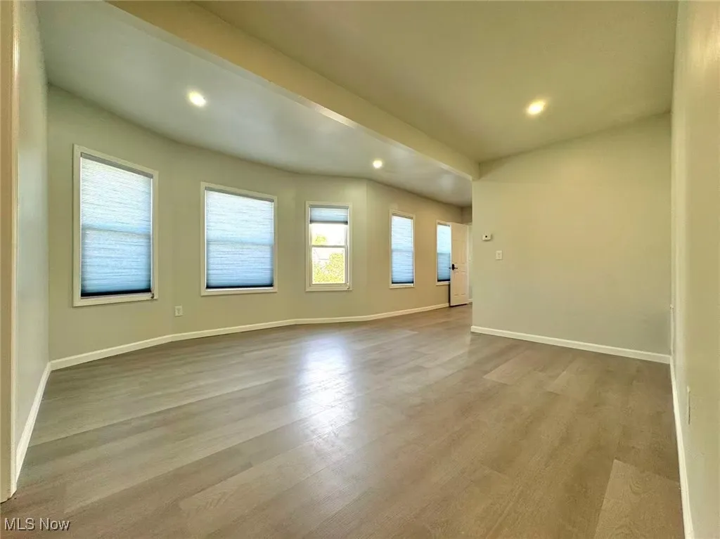 Unfurnished room featuring recessed lighting and light wood-style flooring