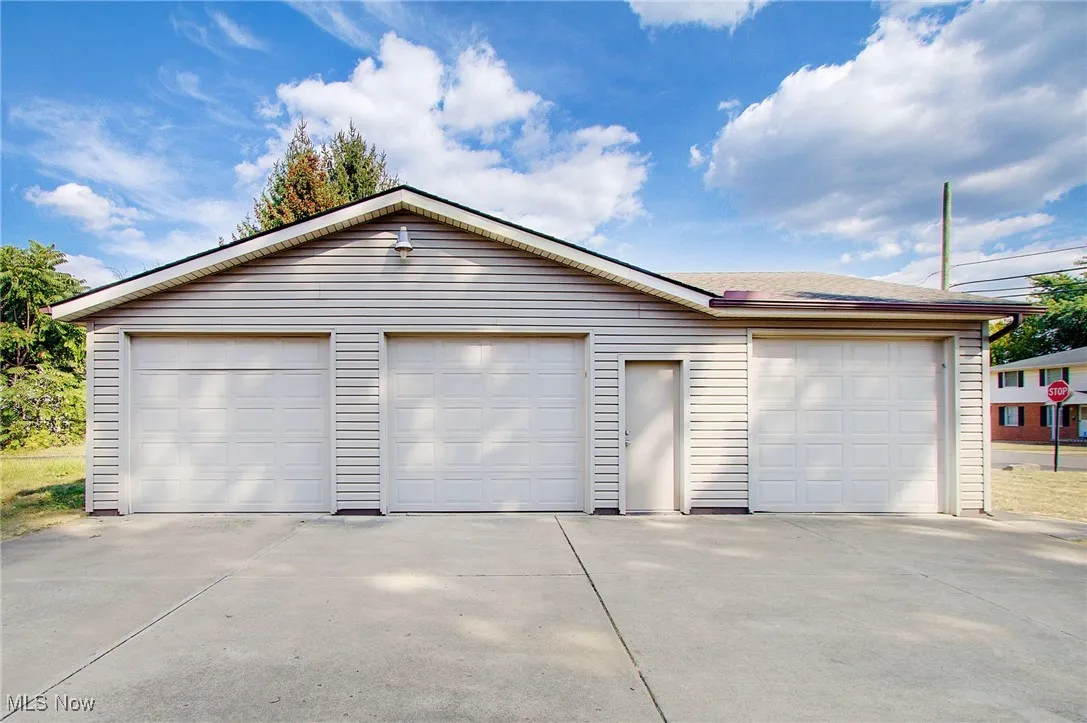 View of detached garage