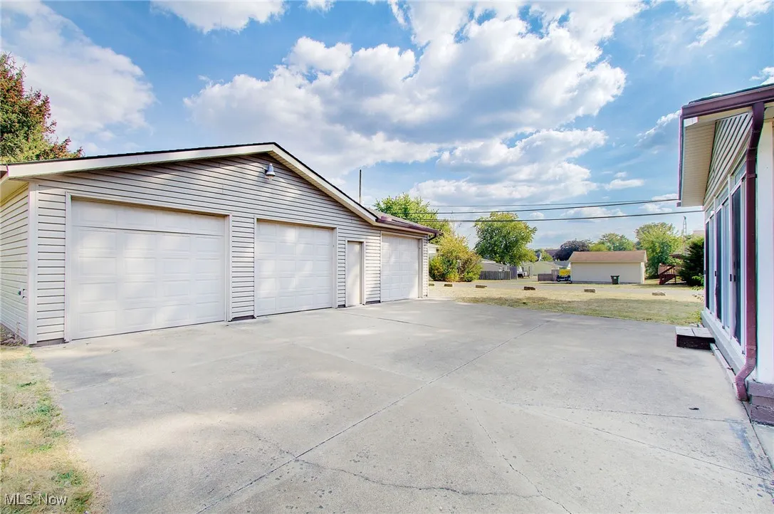 View of detached garage