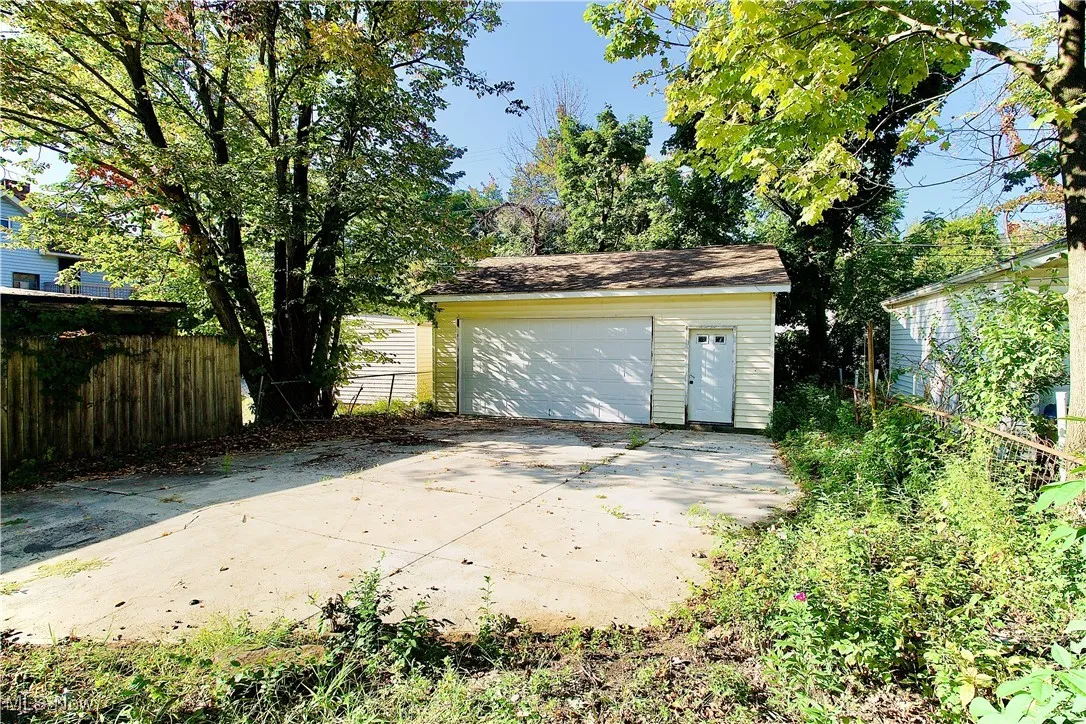 View of detached garage