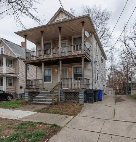 View of front of home featuring covered porch