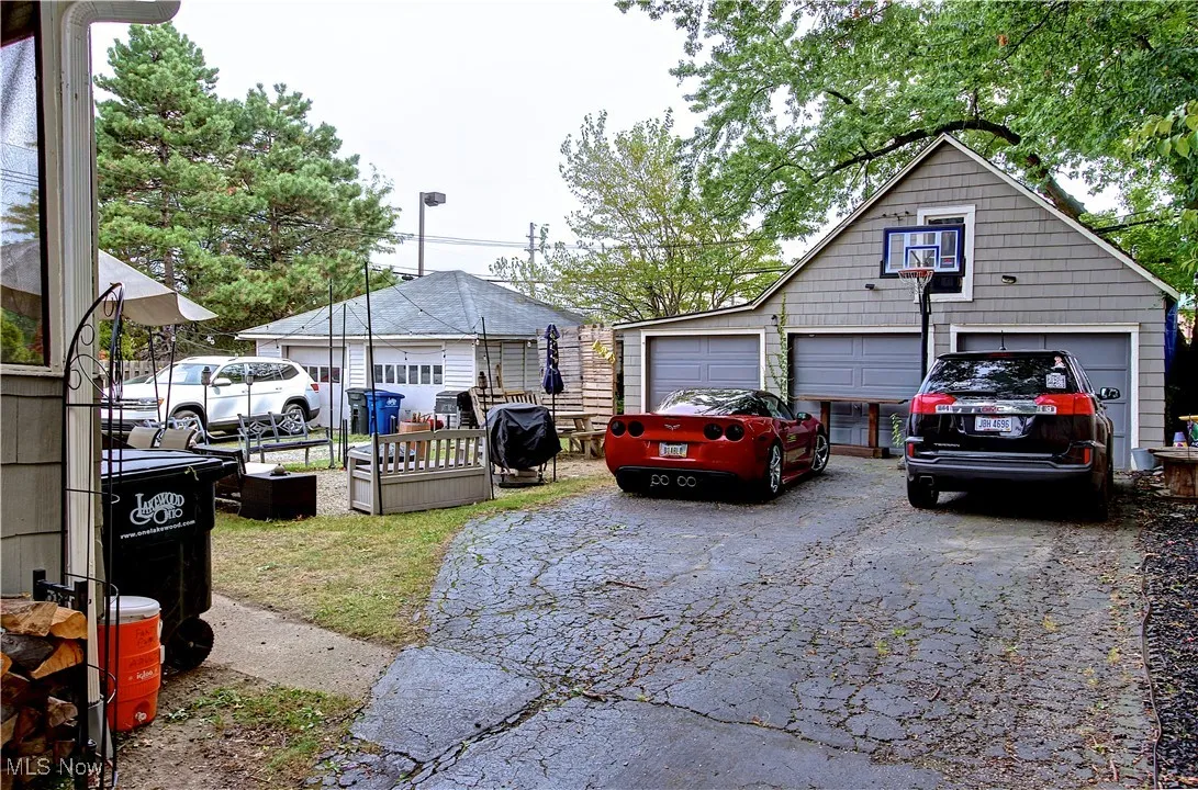View of detached garage