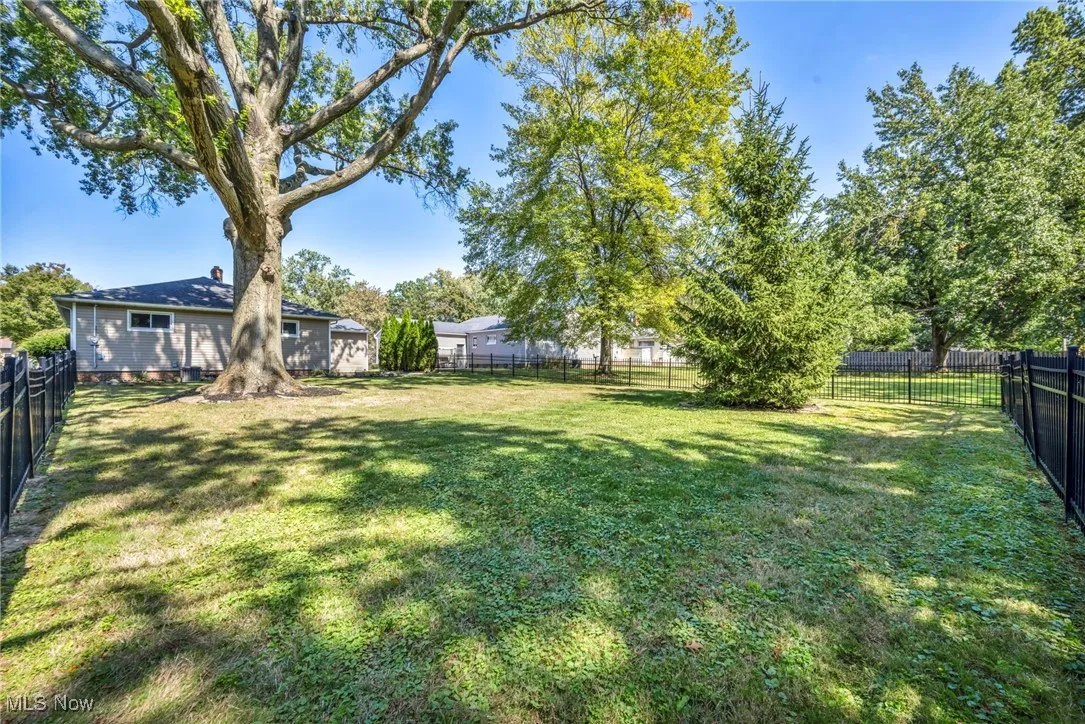View of fenced backyard