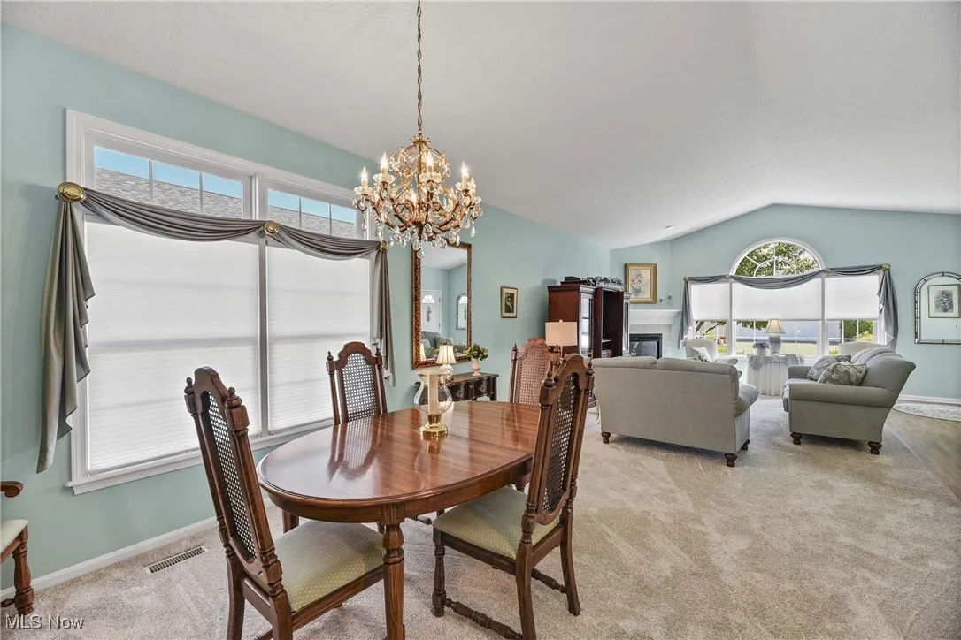 Dining room with large windows