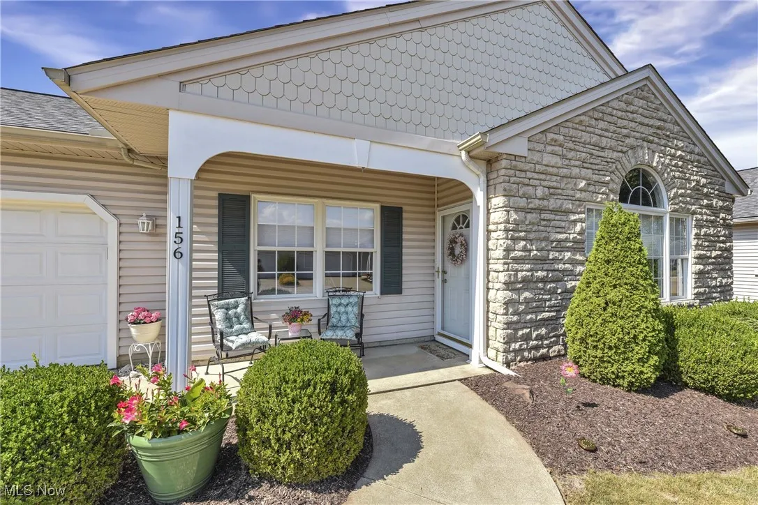 Front of house with patio