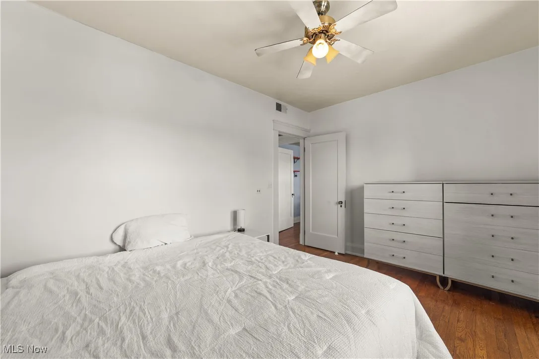 Spacious, hardwood flooring, ceiling fan and ample sized closet
