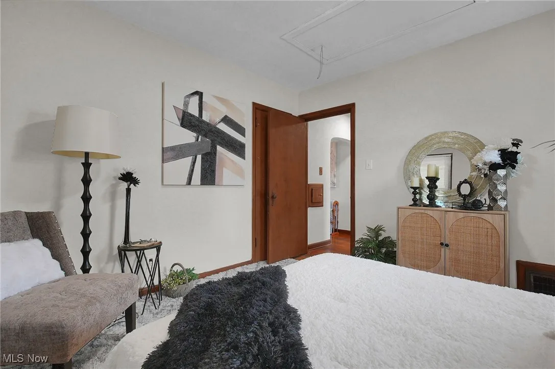 Bedroom with attic access