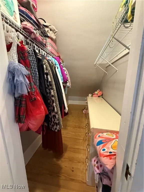 Walk in closet featuring light wood-type flooring
