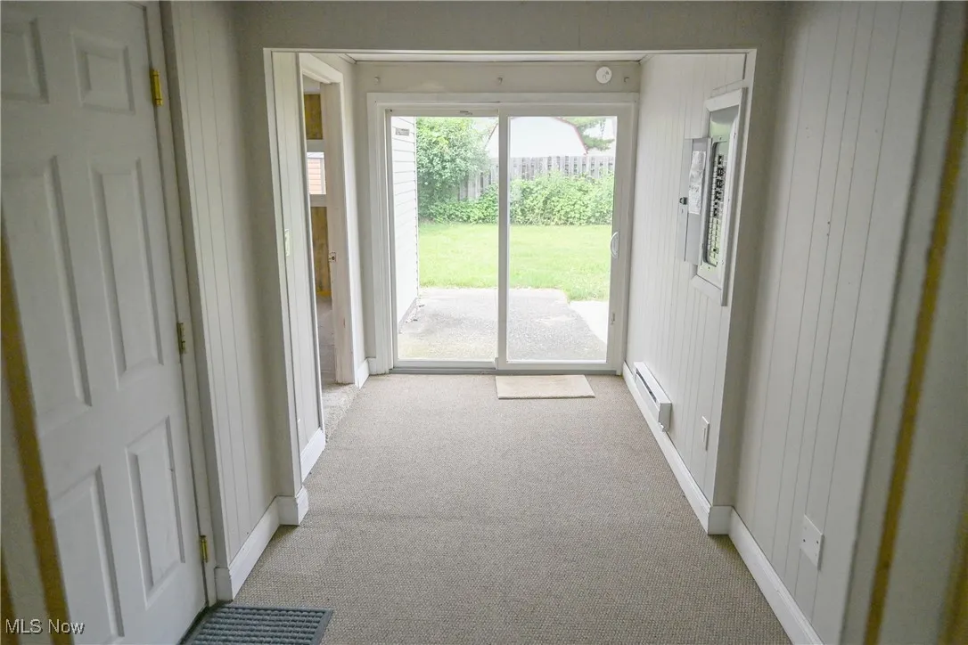 Hallway with slider to patio