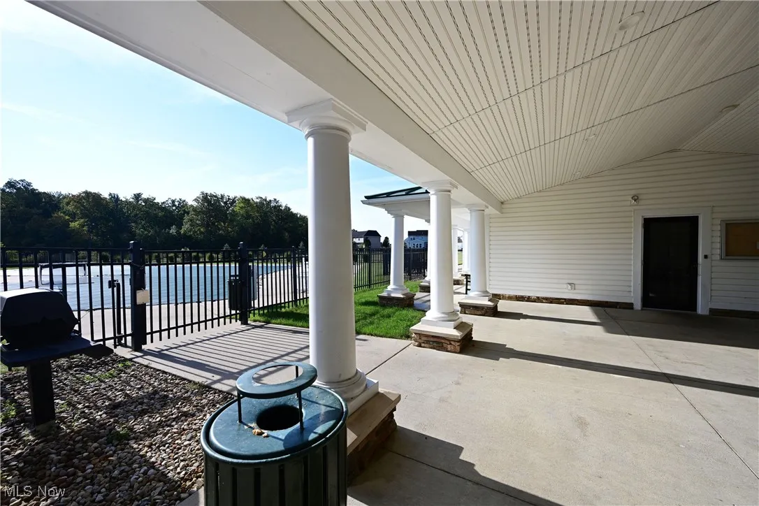 View of community pool and center