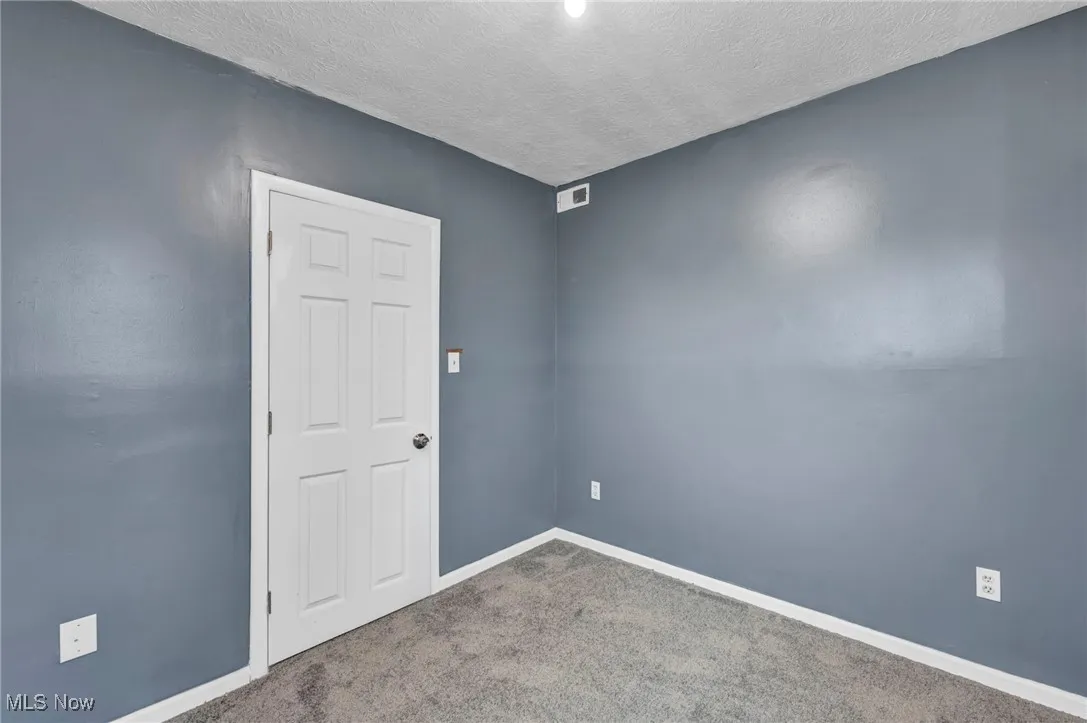 Spare room with carpet floors and a textured ceiling